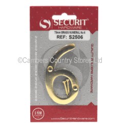 Securit Numeral No. 6 Brass 75mm